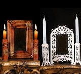The mirror and candlesticks, wooden
