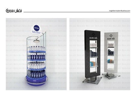 طراحی و تولید انواع استندهای تبلیغاتی و قفسه محصول، چاپ مستقیم بر روی هرگونه متریال