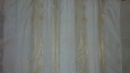 Discount curtain fabric, silk with golden flower