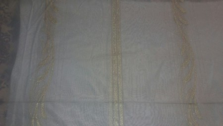 Discount curtain fabric, silk with golden flower