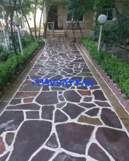Implementation of slab stone pavement in Tehran, Damavand
