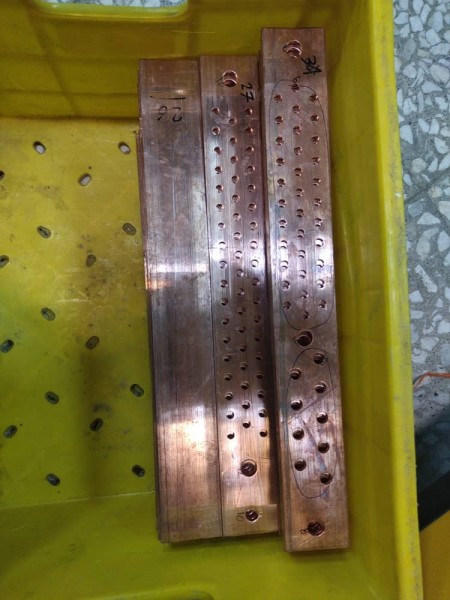 Bending, cutting and drilling of copper ingots