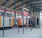 Static paint line. Static furnace. Cabin and cyclone. Conveyor