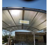 Implementation of light-reflecting polycarbonate on the roof of the pool and market
