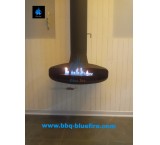 Suspended wood fireplace, suspended gas fireplace