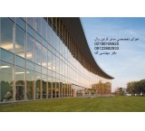 Composite facade, dry ceramic, curtain wall and spindle louvre