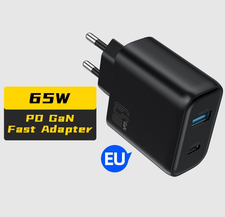شارژر 65W دو پورت USB-C (PD) و USB-A (QC) شارژر 65W دو پورت USB-C (PD) و USB-A (QC)