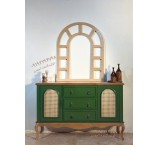 آینه کنسول حصیری سبز قاصدک کلاسیک