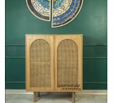 میزکنسول دو درب چوبی حصیری