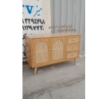 Two-Door Console Table with Drawer, Self-Colored Wicker