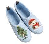 Hoorfelt Brand Felt Slippers with Snowman and Pine Tree Design