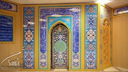 محراب نمازخانه کتیبه چوبی