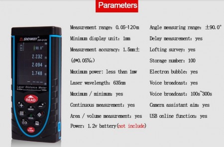 متر لیزری 120 متری دوربین دار SNDWAY sw-Q120