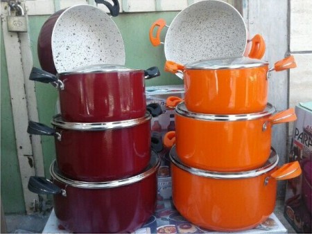 سرویس قابلمه تفلون 9 پارچه خمره ای درب پیرکس –   آکبند و