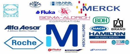 مرک ، سیگما آلدریچ ، هامیلتون، روش ، برند، زیماکس،HIMEDIA ، Alfa Aeser ، Hanna Instruments , HACH ,  ...