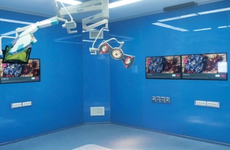 Wall glass joint modular operating room