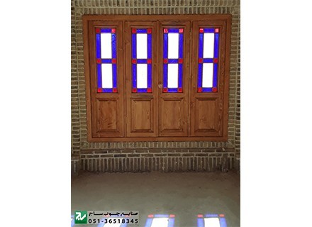 Sash window, tinted glass, wooden, traditional Chinese knot lattice