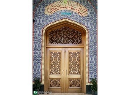 درب چوبی سنتی ورودی مسجد،نمازخانه واماکن مذهبی گره چینی