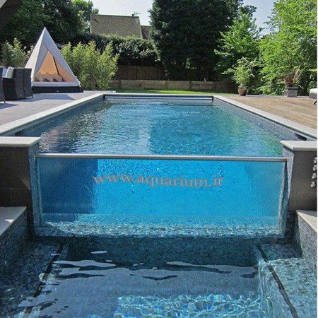 استخر شیشه ای ، نصب شیشه استخر، حوض شیشه ای