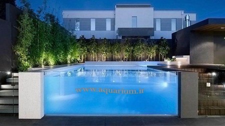 استخر شیشه ای ، نصب شیشه استخر، حوض شیشه ای