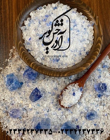 Blue salt in the form of crystals and granulation