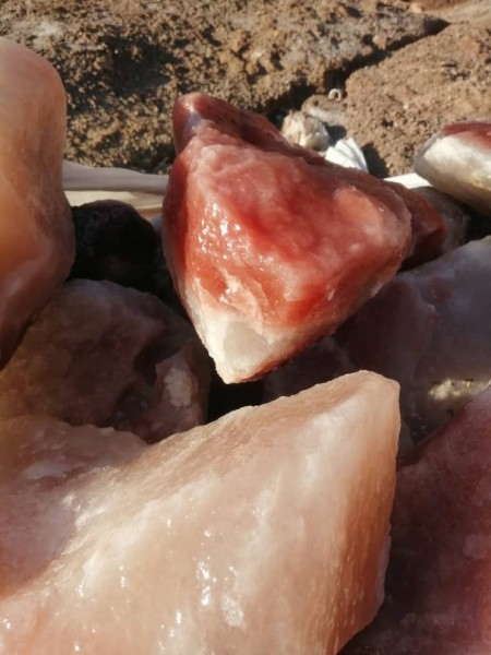 Orange salt rock. Pink salt rock