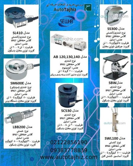 Types of compression, tensile and flexural load cells of Soha Made in South Korea