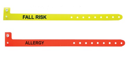 Colored patient bracelet Patient warning signs