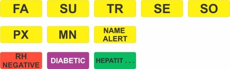 Colored patient bracelet Patient warning signs