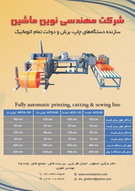 دستگاه تمام اتوماتیک چاپ، برش و دوخت کیسه (مجهز به گریپر)