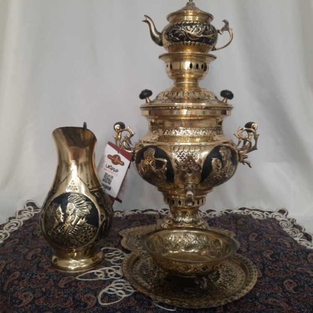 Kalimzani and Majnoon charcoal samovar of Isfahan with service