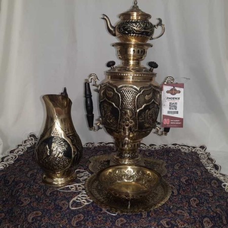 Kalimzani and Majnoon charcoal samovar of Isfahan with service