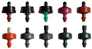 Connections and adjustable drippers and drip self-cleaning