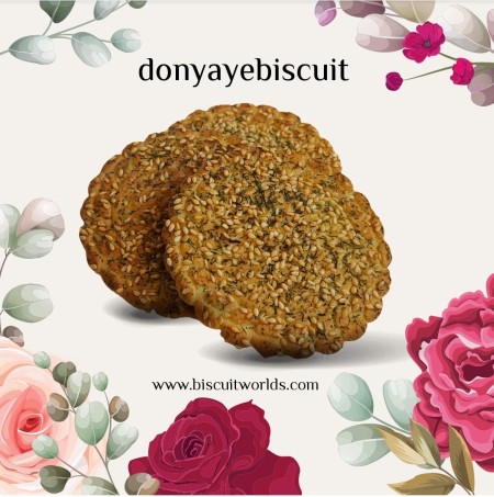 بیسکوییت جو با تزئین کنجد و شوید