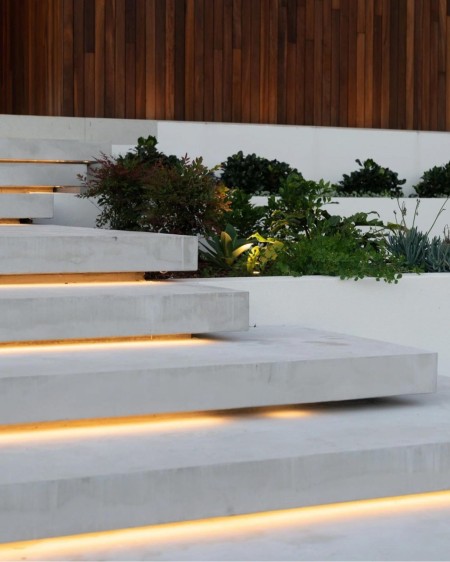Exposed concrete stairs and floors