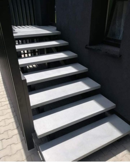 Exposed concrete stairs and floors