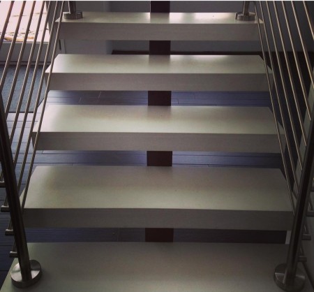 Exposed concrete stairs and floors
