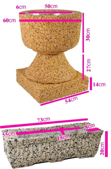 گلدانهای سه تکه سنگی پرتیکان