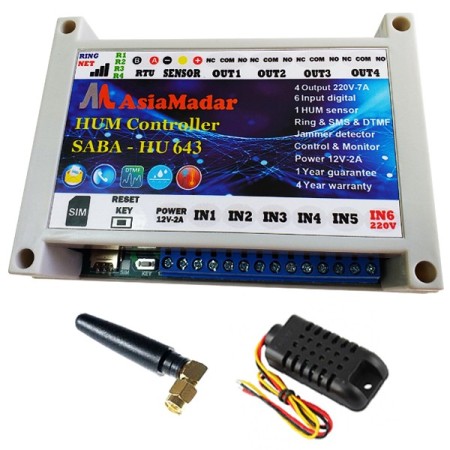 کنترل پیامکی هوشمند دما و رطوبت 4 کانال HU64