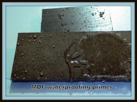 Waterproof primer for wood and MDF.
