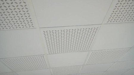 Production of all types of PVC coated gypsum tiles