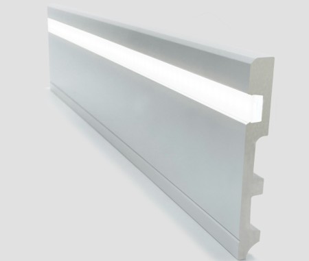 White 10 centimeter light-hiding plinth made of polystyrene (pvc)