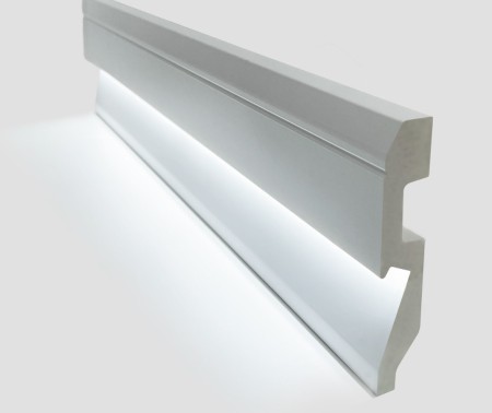 White 10 cm Light Cornice (Hidden Light) Made of Polystyrene (PVC)