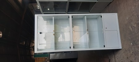 4 white glass library