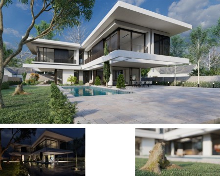 Interior design, villa, yard and garden