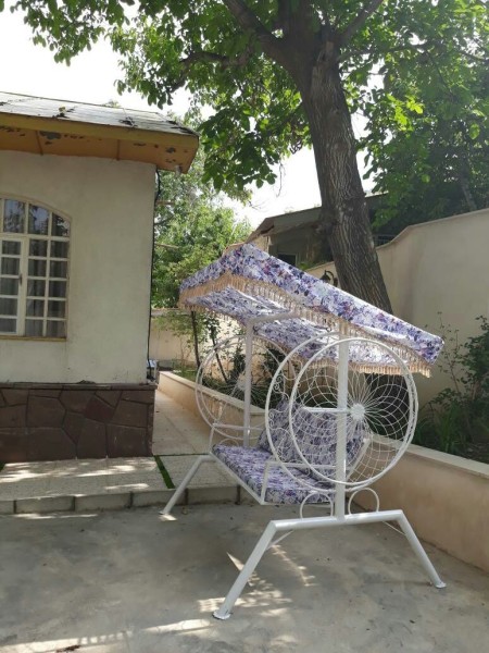 Petal garden swing with mattress and shade