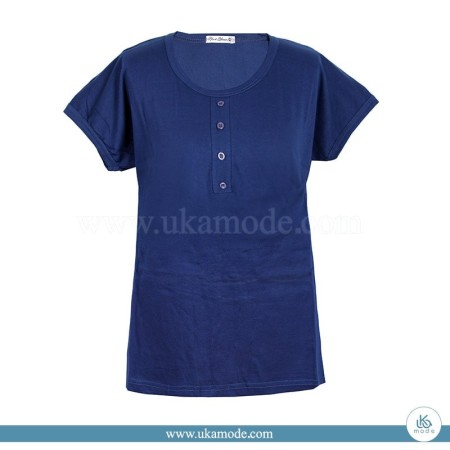 تاپ زنانه پنبه ای چهار دکمه آستین افتاده