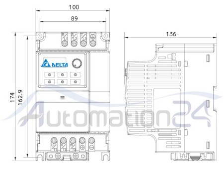 EL Delta 1.5 kW single phase inverter model VFD015EL21