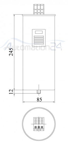 Lifasa three-phase cylindrical capacitor 12.5 kilovar 440 volts code POLB44125HD