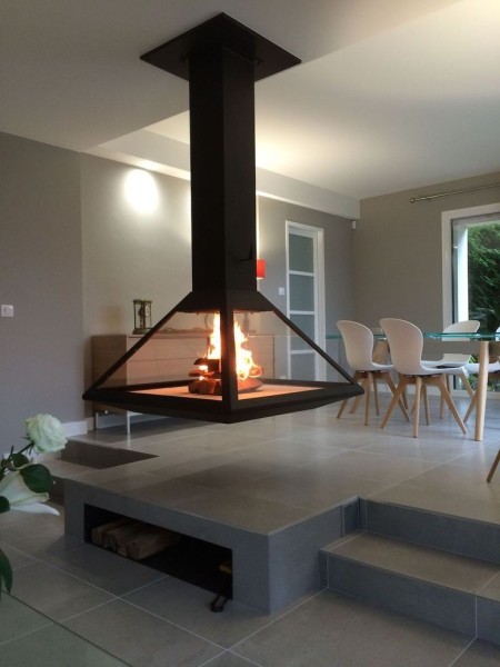 Hanging Wood Fireplace, Hanging Gas Fireplace